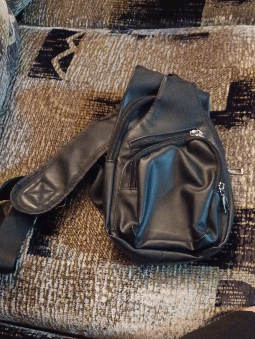 4/$60 Black Leather-Like Sling Crossbody Bag